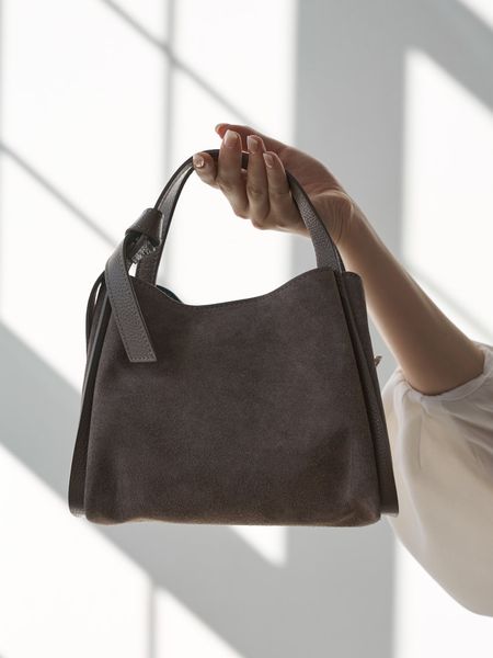 Skórzana Torebka Nº3 Taupe z odpinanym paskiem